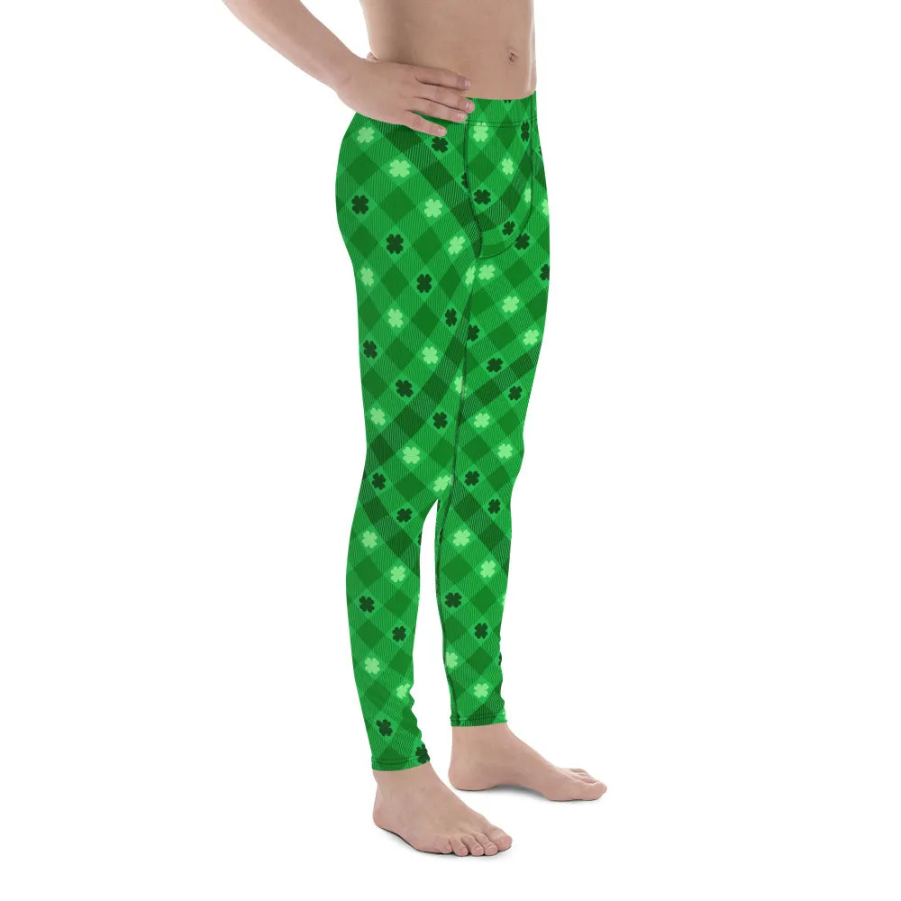 St. Patrick's Day Plaid Men's Leggings