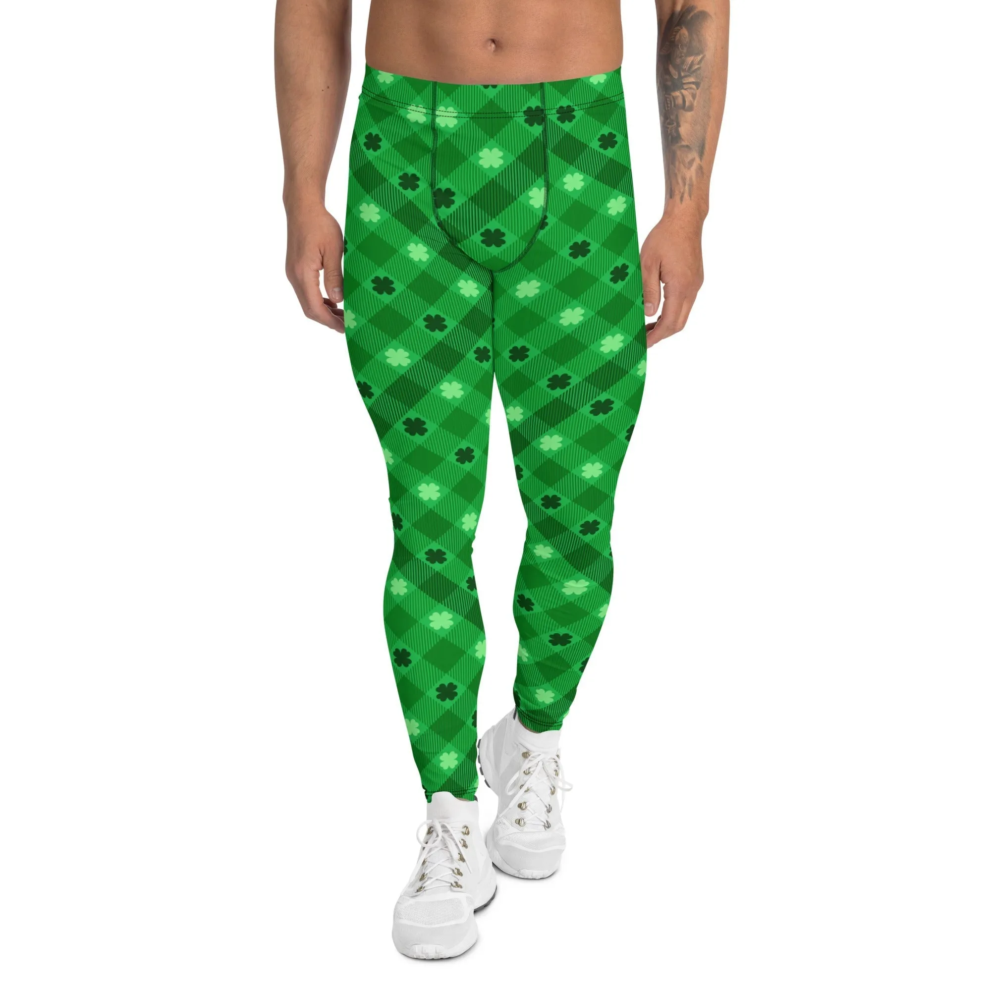 St. Patrick's Day Plaid Men's Leggings