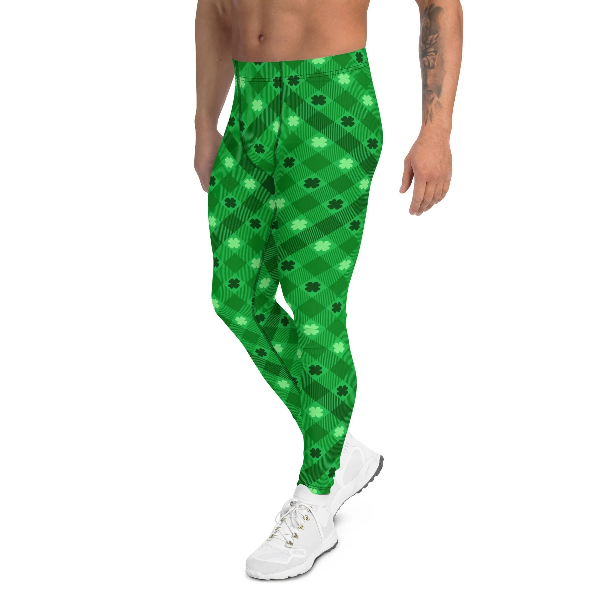 St. Patrick's Day Plaid Men's Leggings