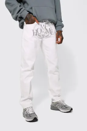 Straight Rigid Homme Embroidered Jeans