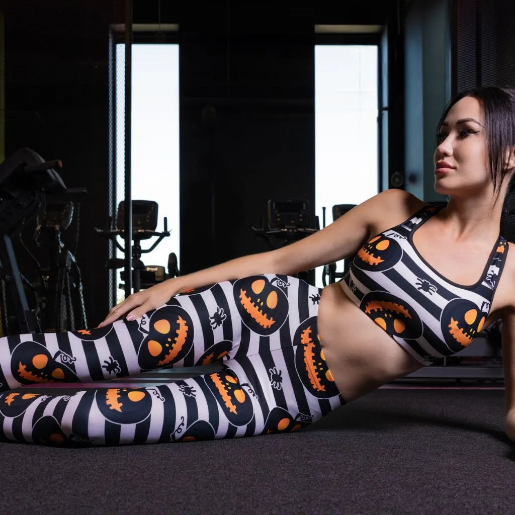 Striped Jack O'lanterns Leggings