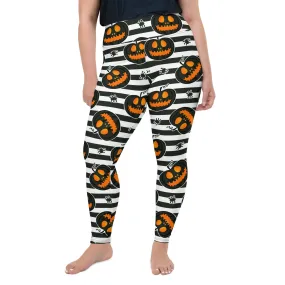 Striped Jack O'lanterns Plus Size Leggings