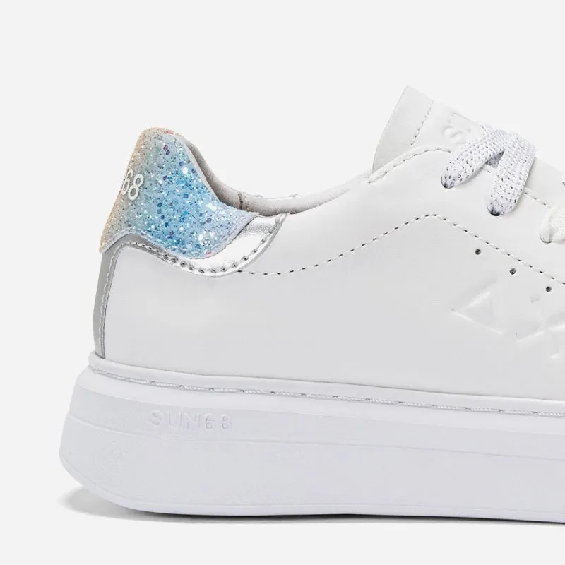 Sun68 Grace Leather Bianco Argento Sneakers