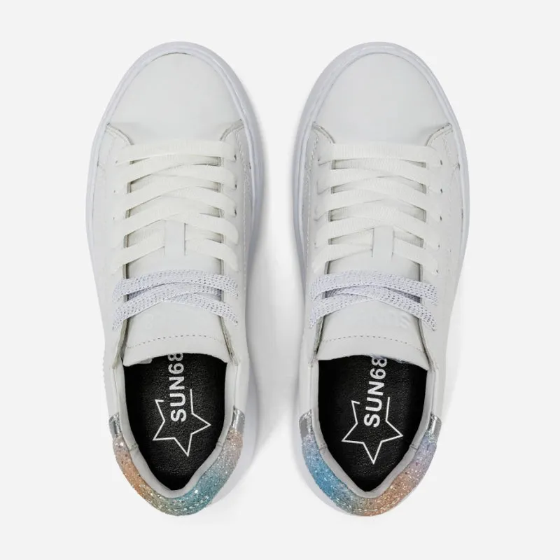 Sun68 Grace Leather Bianco Argento Sneakers