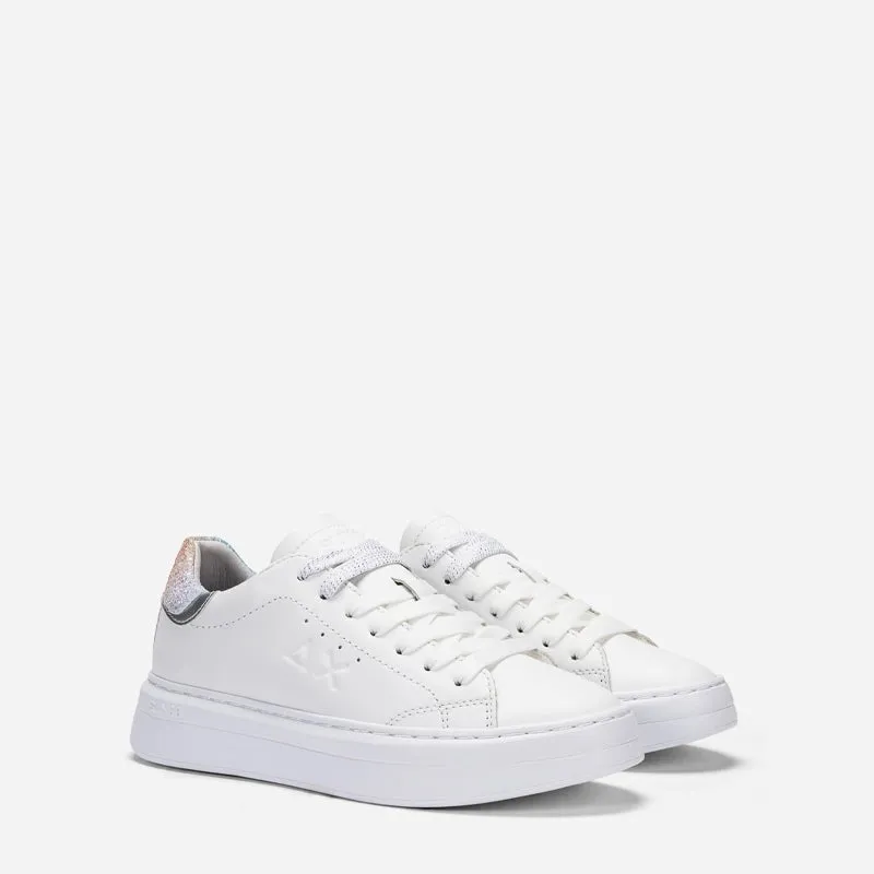 Sun68 Grace Leather Bianco Argento Sneakers