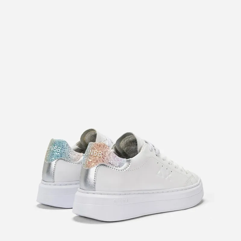 Sun68 Grace Leather Bianco Argento Sneakers