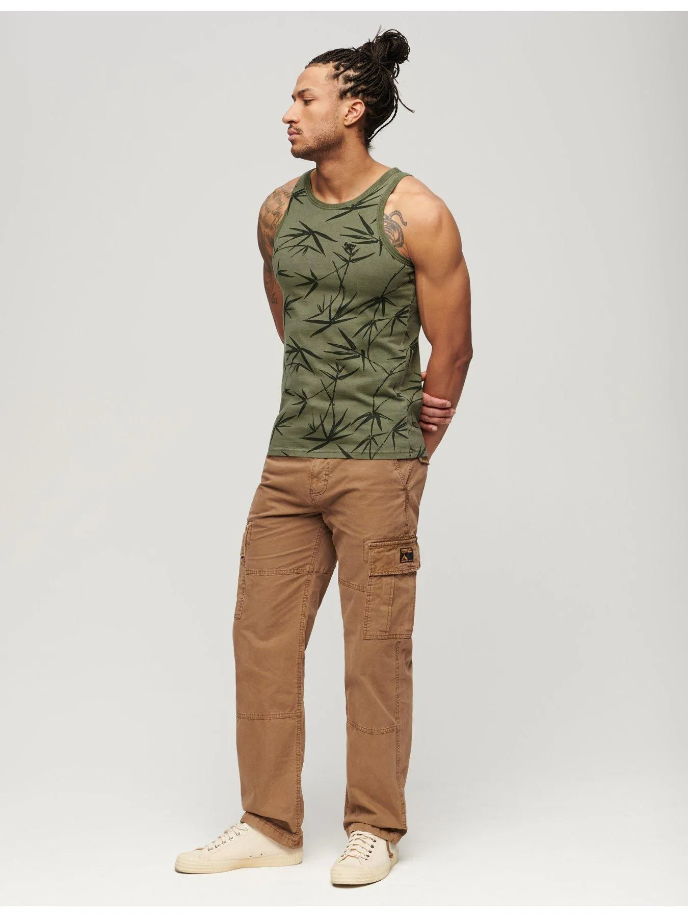 Superdry Vintage Overdye Printed Vest Top - Khaki