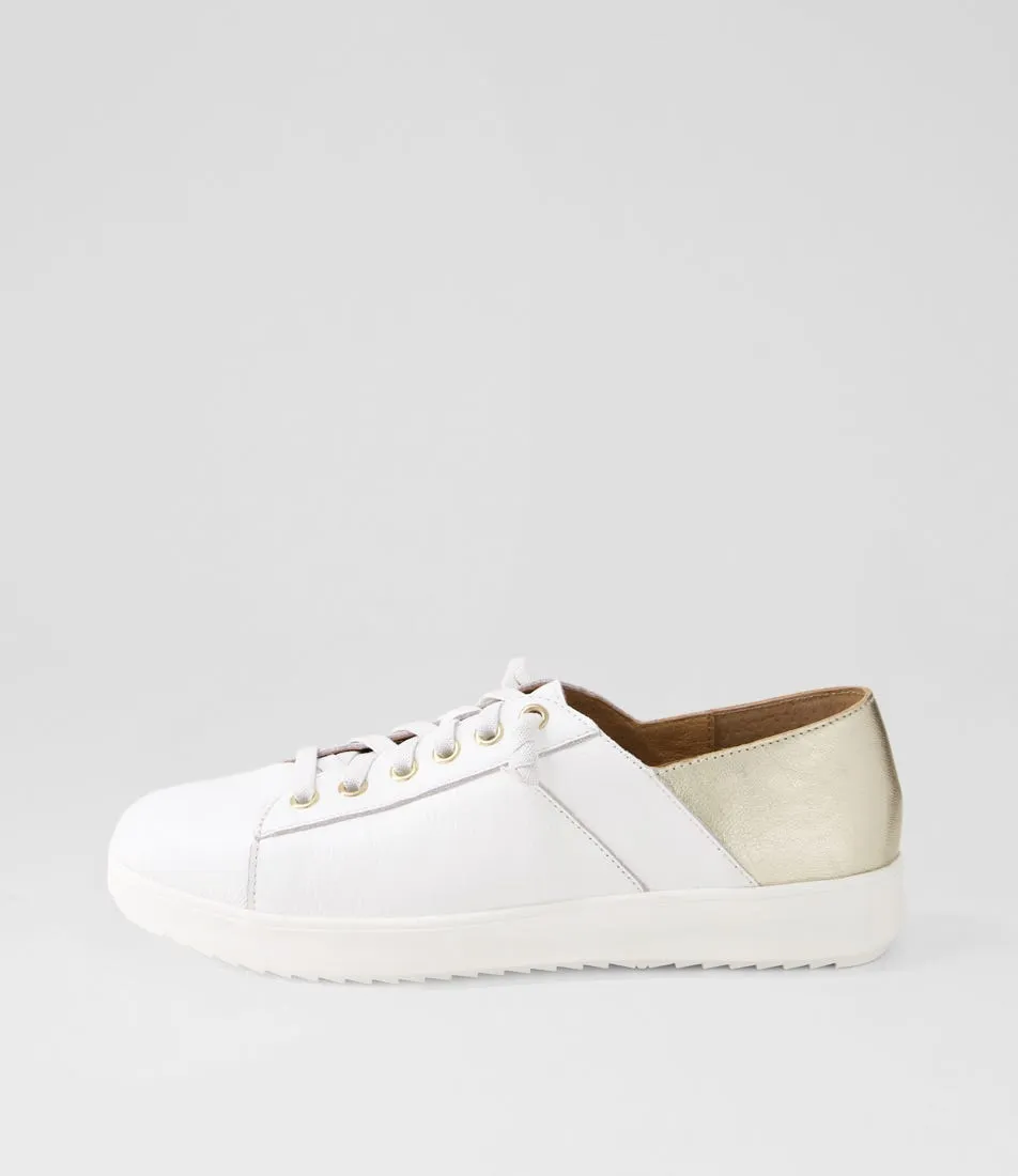 SUPERSOFT Zaylah White Pale Gold Leather Sneakers