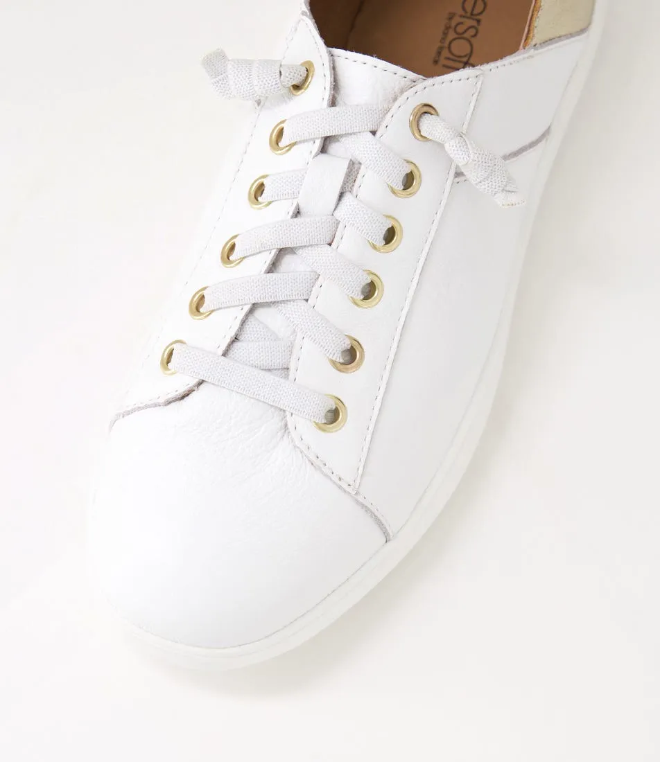 SUPERSOFT Zaylah White Pale Gold Leather Sneakers