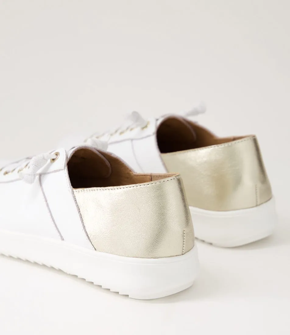 SUPERSOFT Zaylah White Pale Gold Leather Sneakers