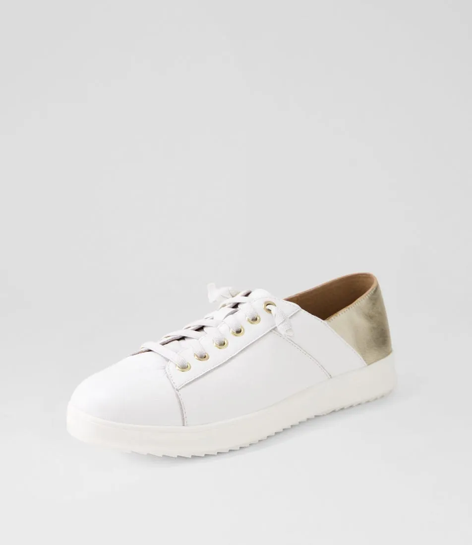 SUPERSOFT Zaylah White Pale Gold Leather Sneakers