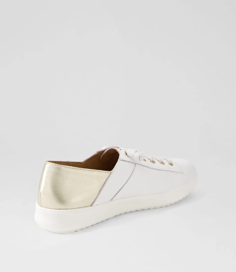 SUPERSOFT Zaylah White Pale Gold Leather Sneakers