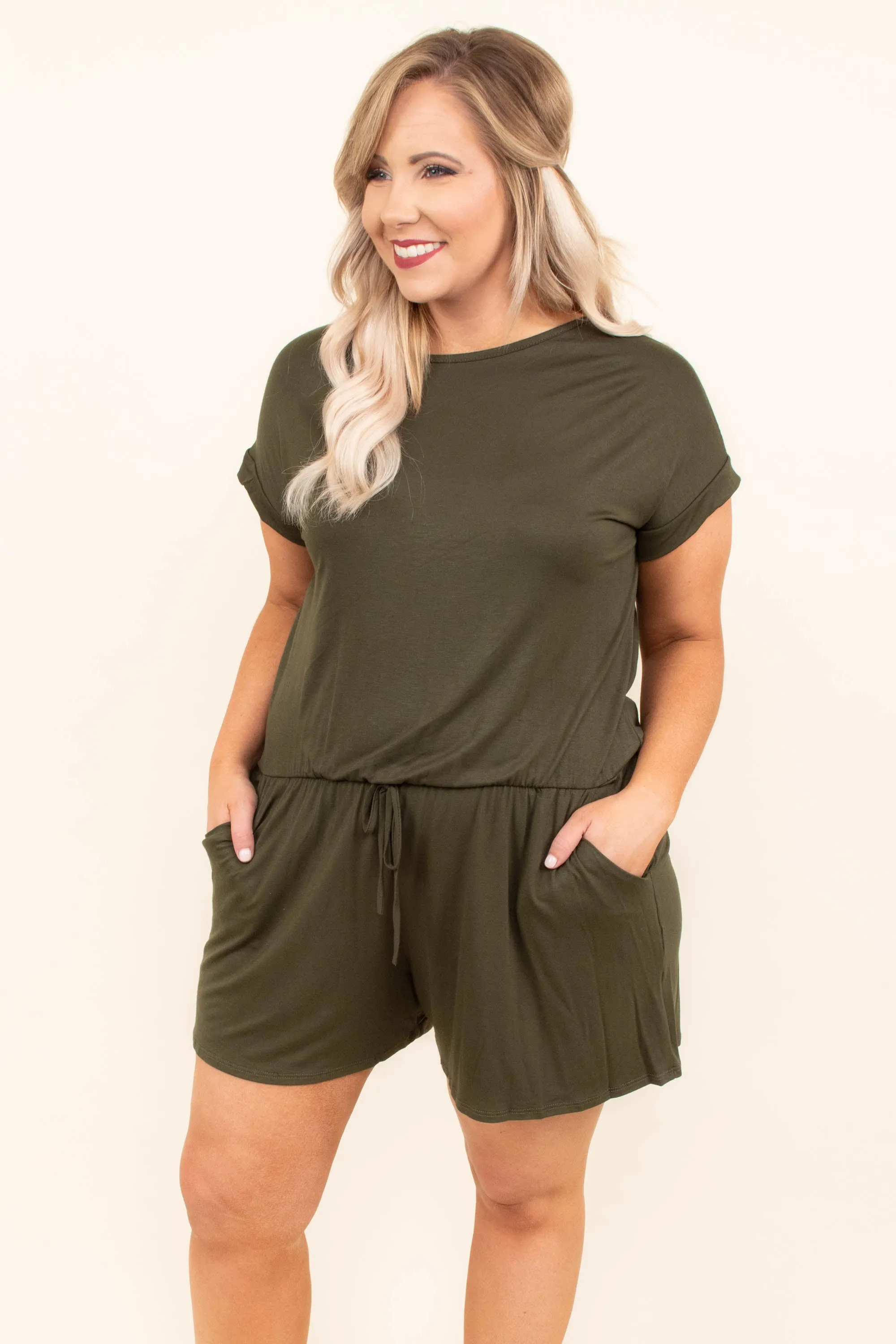 Sweet Saturday Romper, Olive