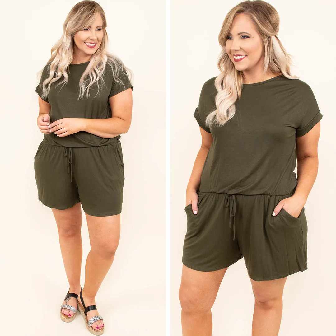 Sweet Saturday Romper, Olive