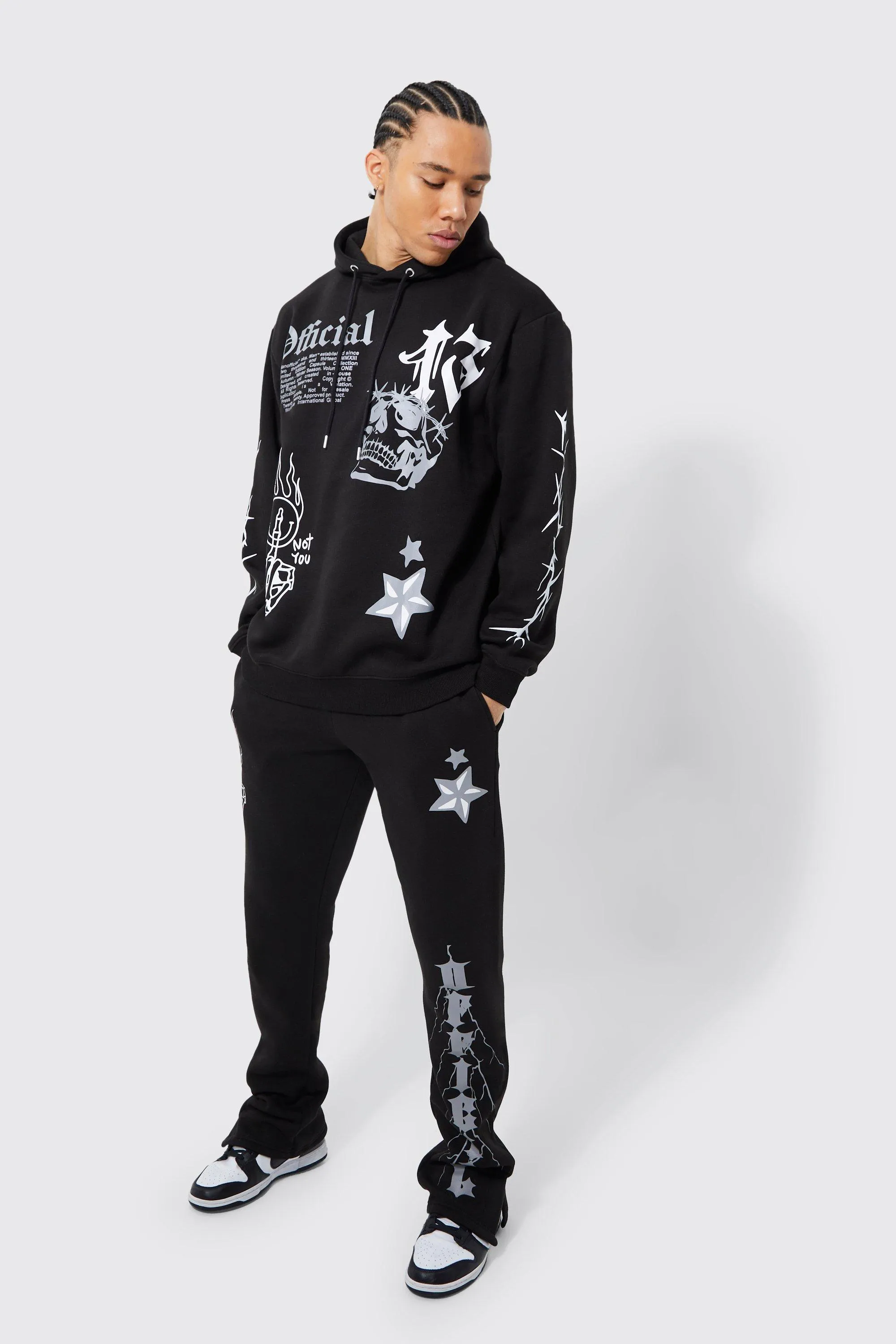 Tall Graffiti Hooded Split Hem Tracksuit