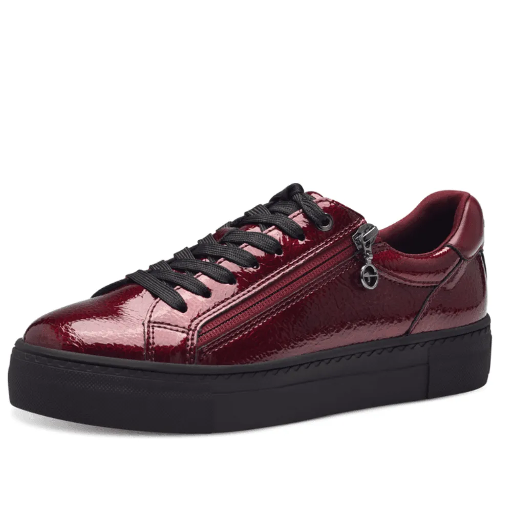 Tamaris 23313 Bordo Patent Platform Side Zip Trainers