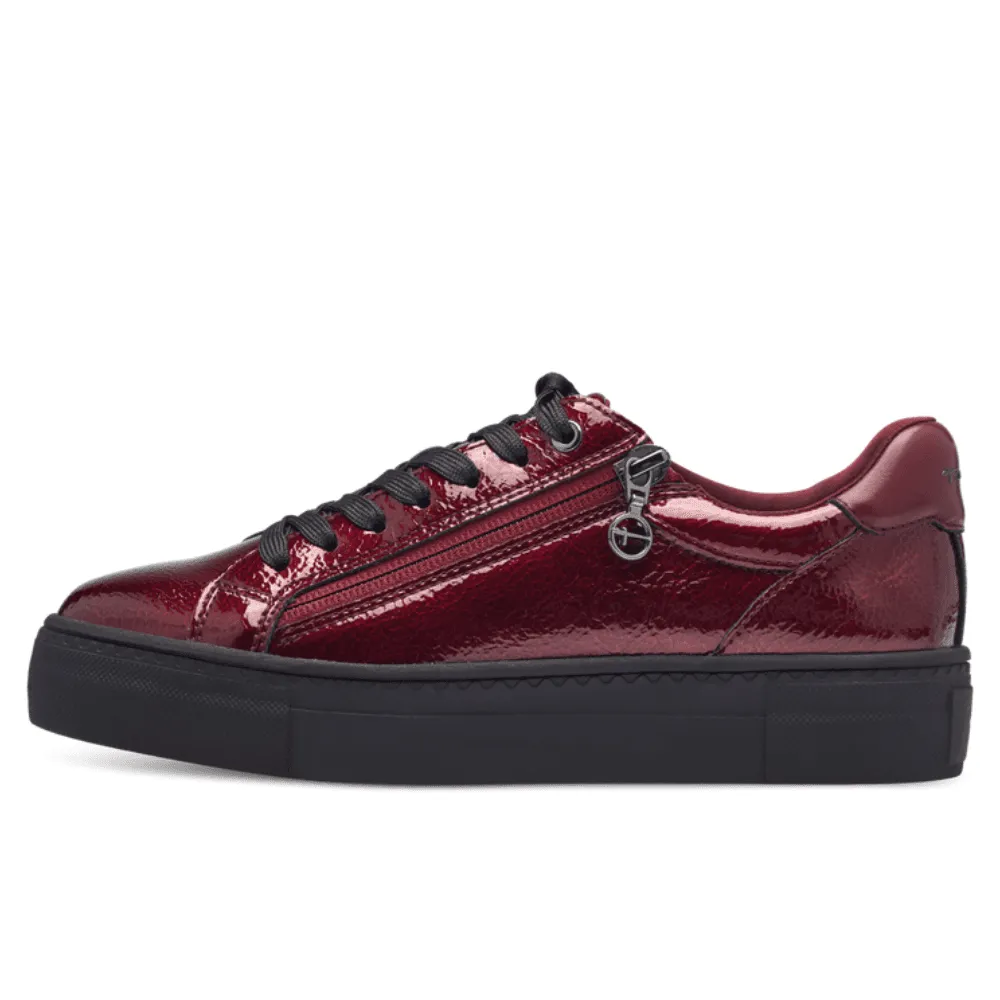 Tamaris 23313 Bordo Patent Platform Side Zip Trainers