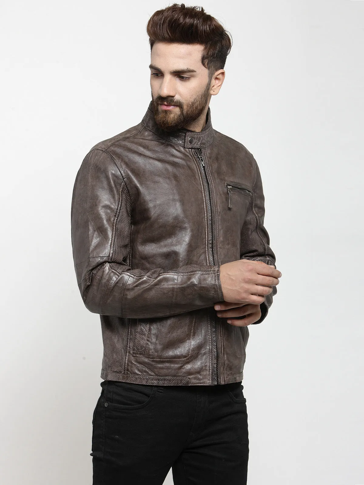 Teakwood Leathers Brown Men's 100% Genuine Leather Jacket