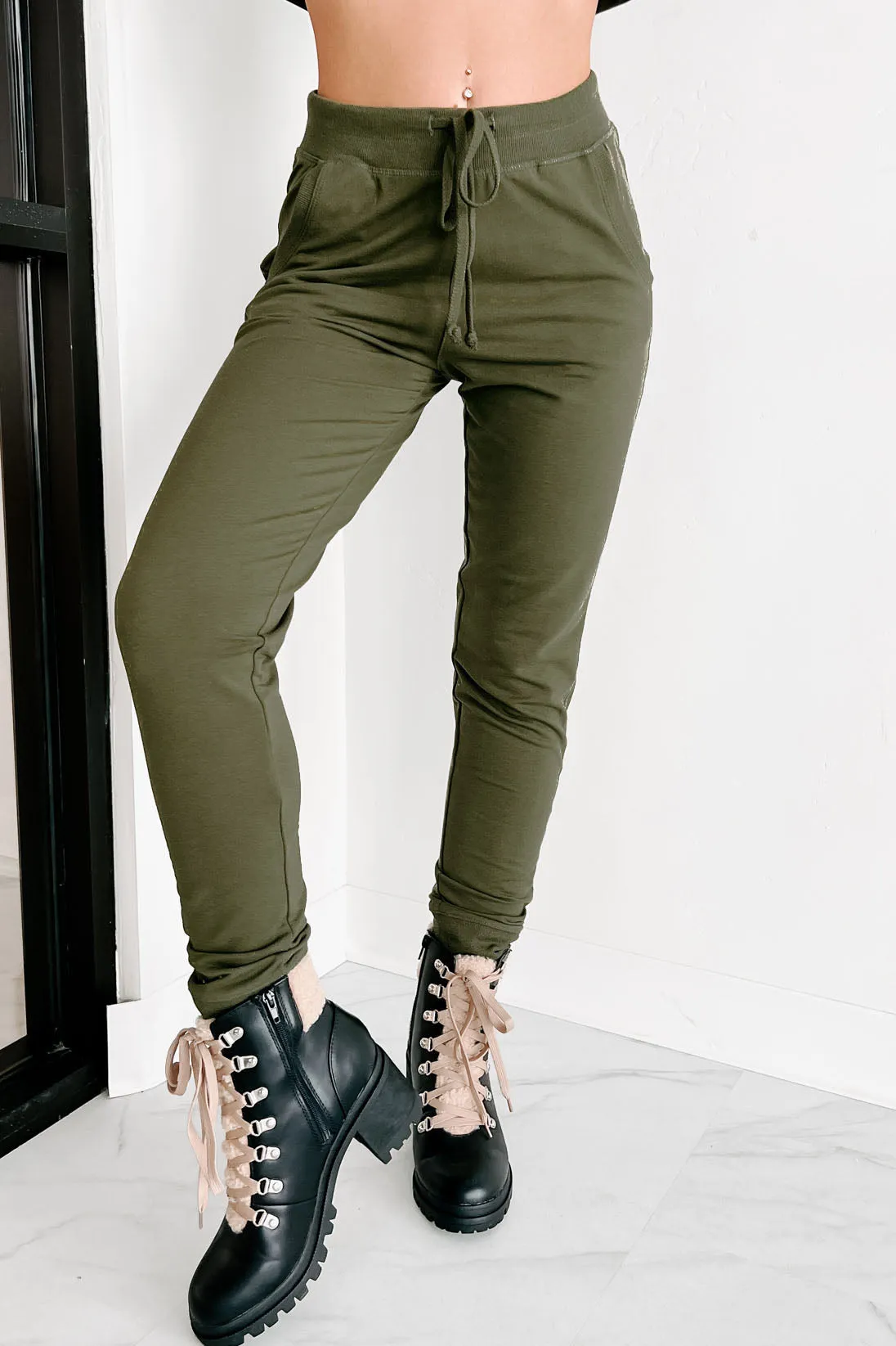 Tear Up This Town Hooded Top & Joggers Two-Piece Set (Olive)