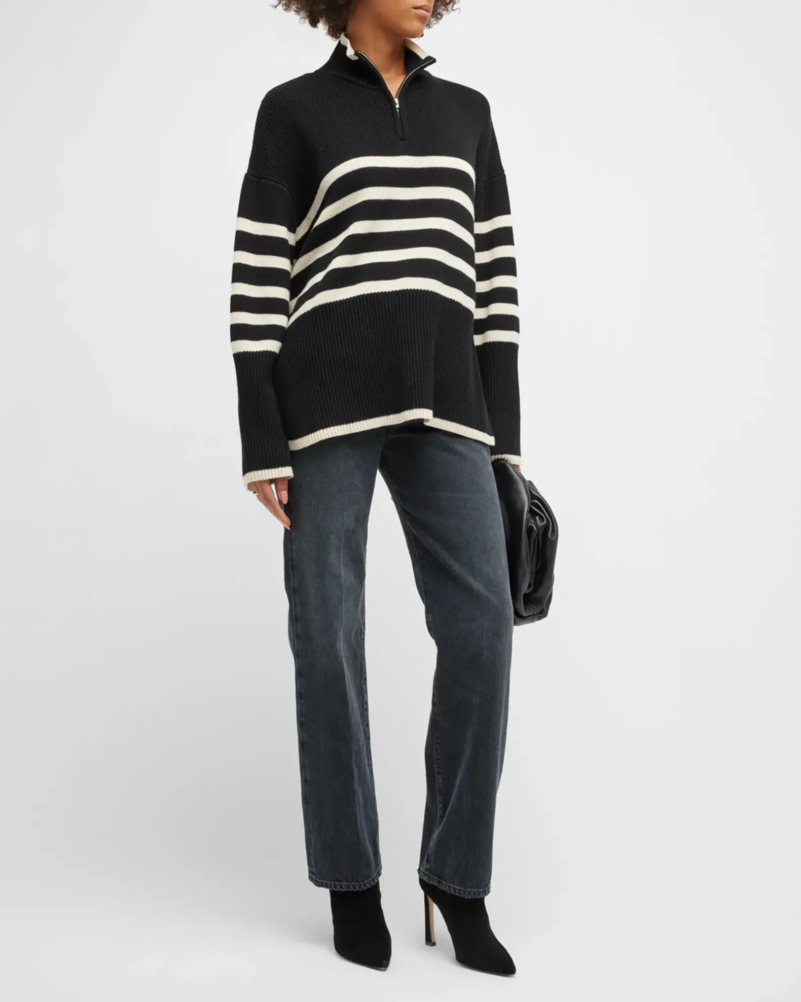 Tessa Jumper Onyx Ivory Stripe