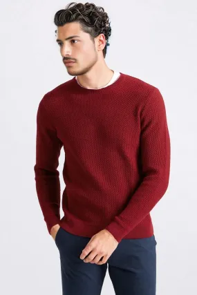 Textured Cotton Crew Neck Jumper