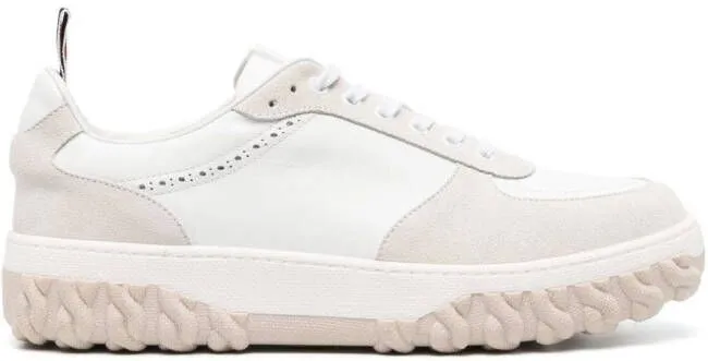 Thom Browne Letterman panelled lace-up sneakers White