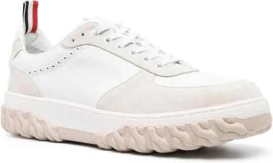 Thom Browne Letterman panelled lace-up sneakers White