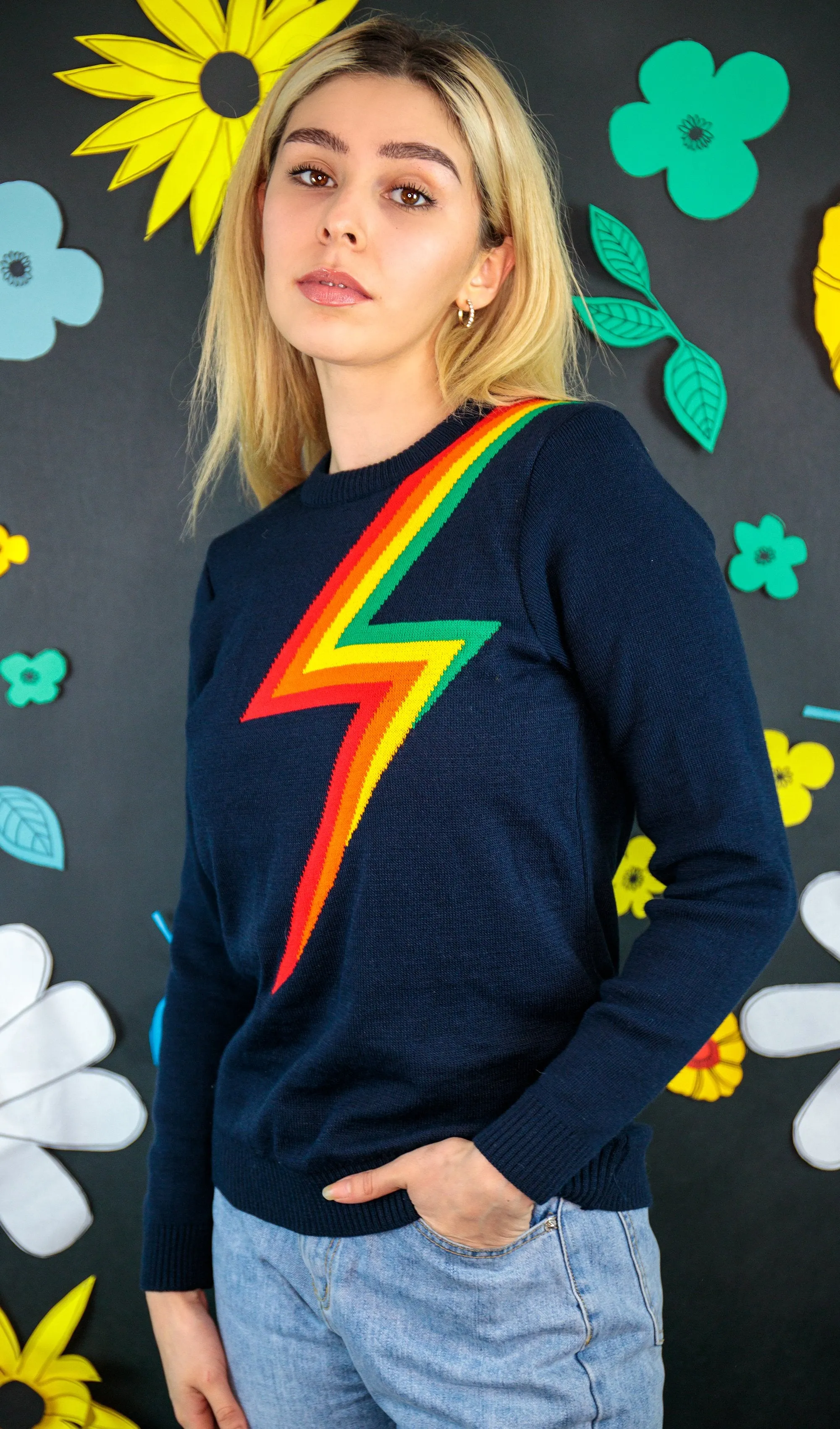 Thunderbolt Lightening Unisex Rainbow Jumper