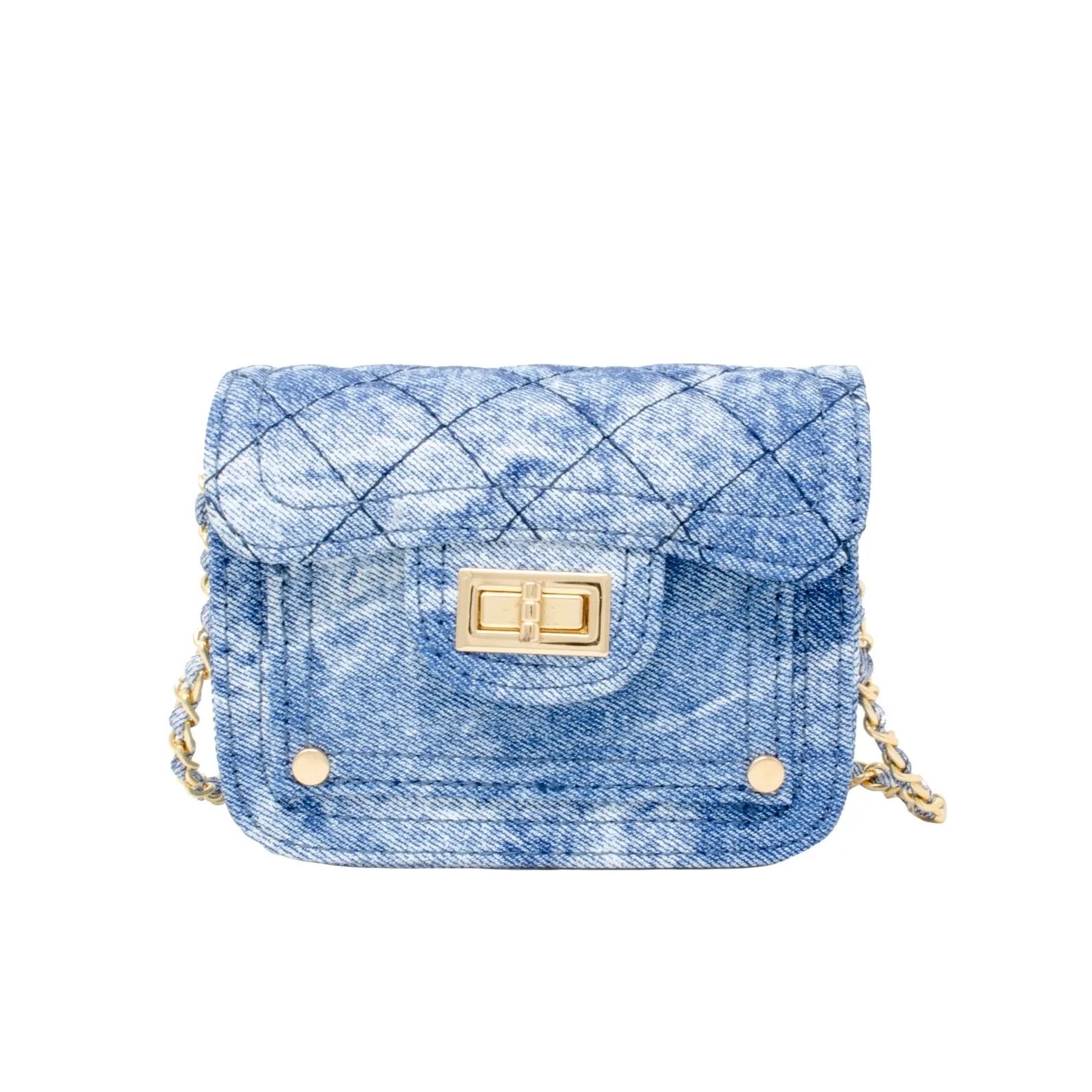 Tie Dye Quilted Denim Handbag