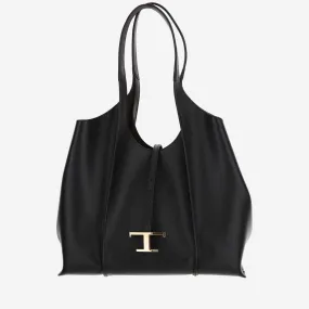 Tod's    Tod's T Timeless Medium Leather Hobo Bag