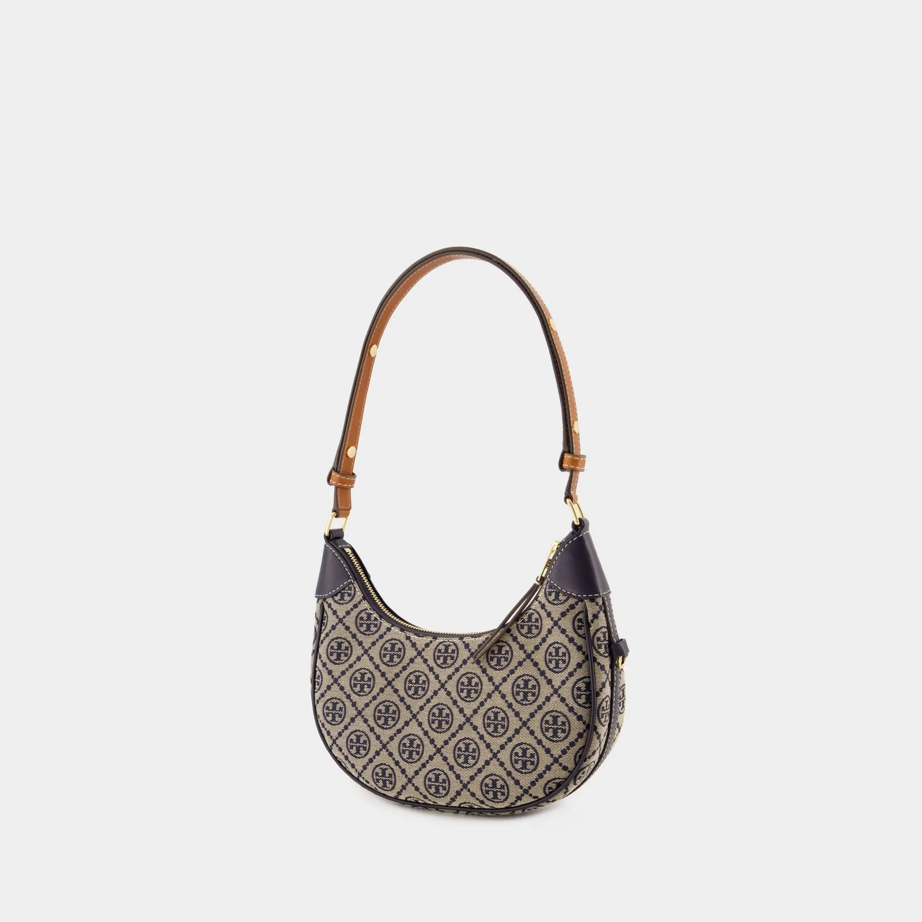 Tory Burch  T Monogram Crescent Bag - Tory Burch - Leather - Blue