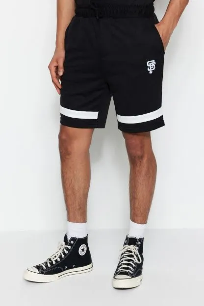 Tracksuit Set Regular Cut Embroidered Contrast Paneled T-Shirt/Shorts