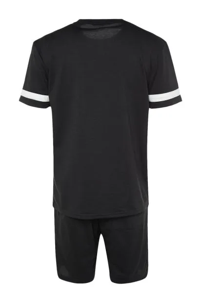 Tracksuit Set Regular Cut Embroidered Contrast Paneled T-Shirt/Shorts