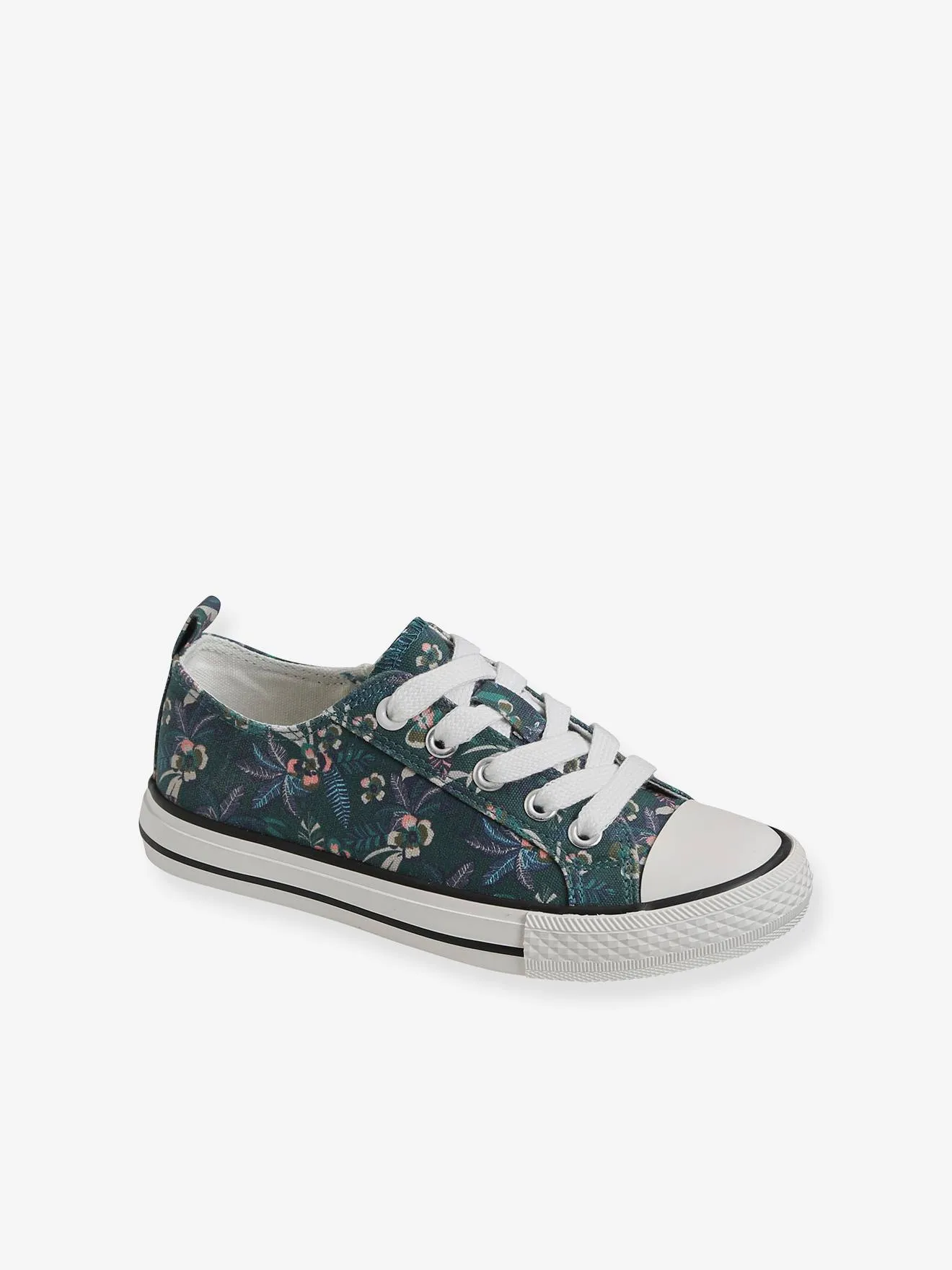 Trainers in Fancy Fabric, for Girls - green dark all over printed