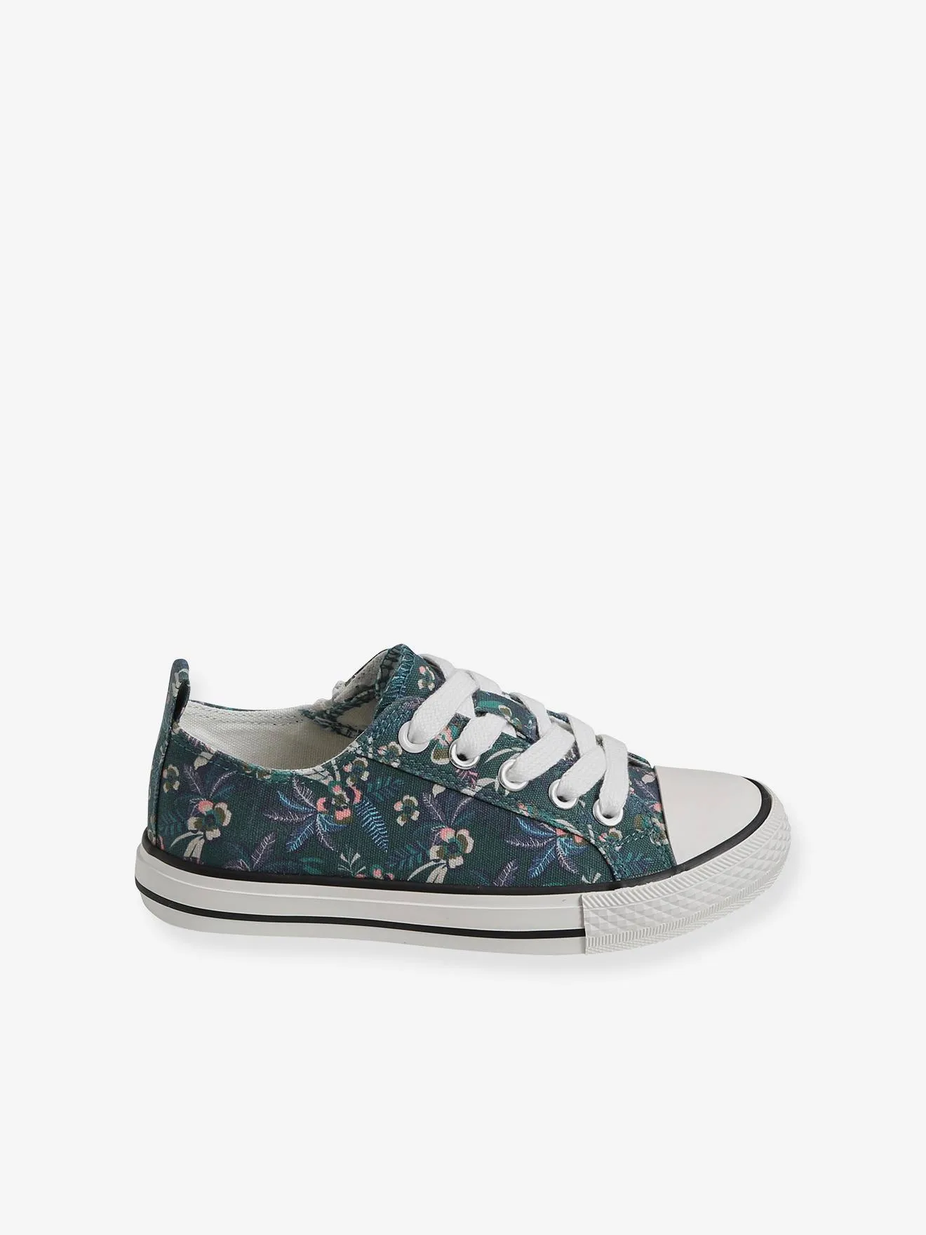 Trainers in Fancy Fabric, for Girls - green dark all over printed