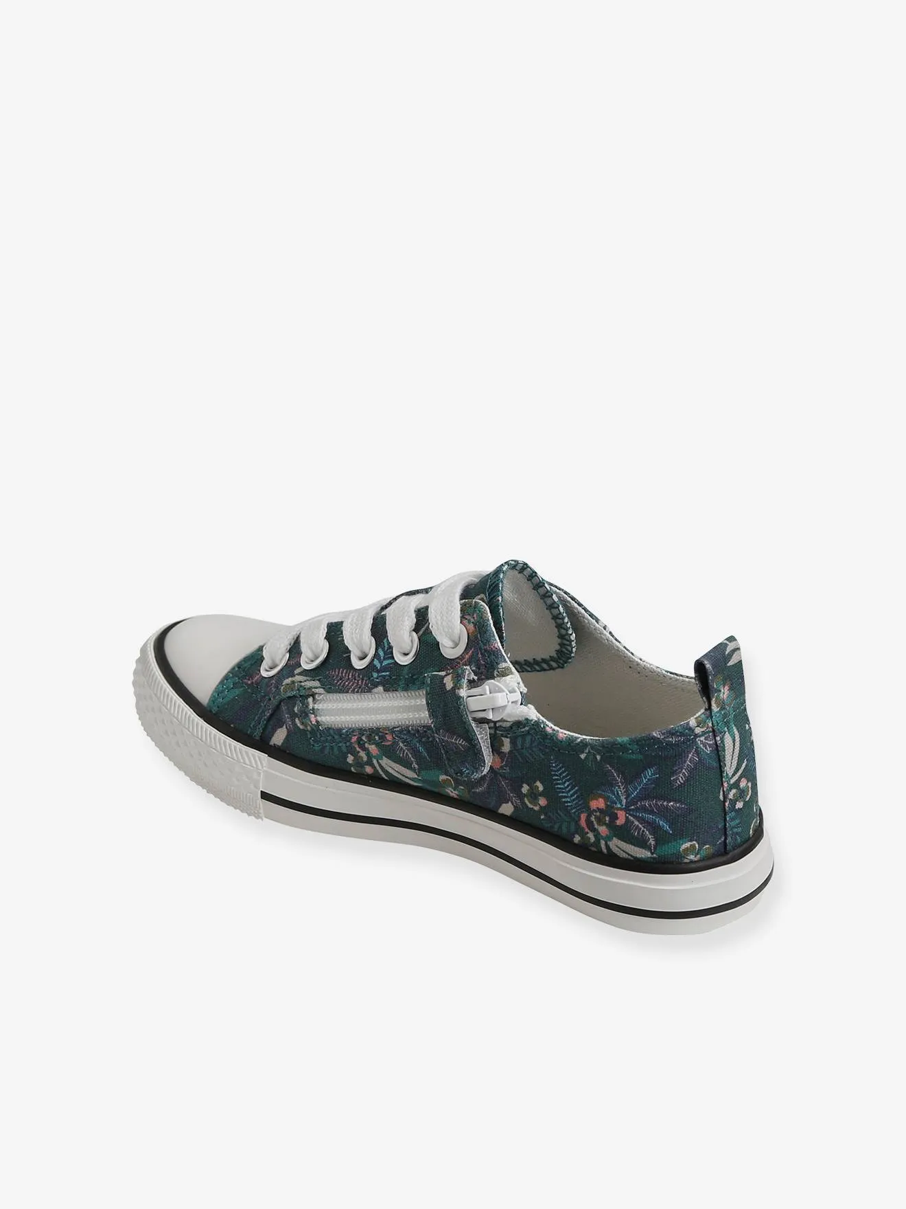 Trainers in Fancy Fabric, for Girls - green dark all over printed