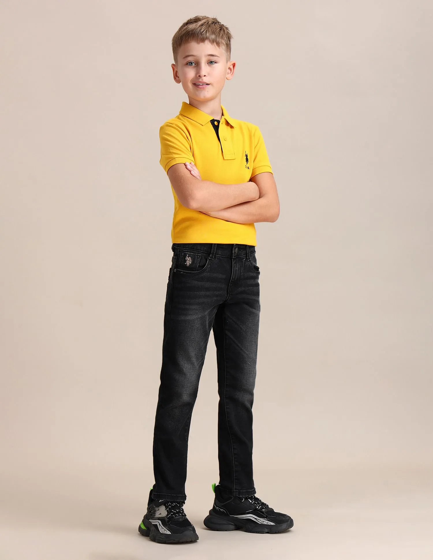 U.S. Polo Assn. Kids Slim Fit Stone Washed Jeans