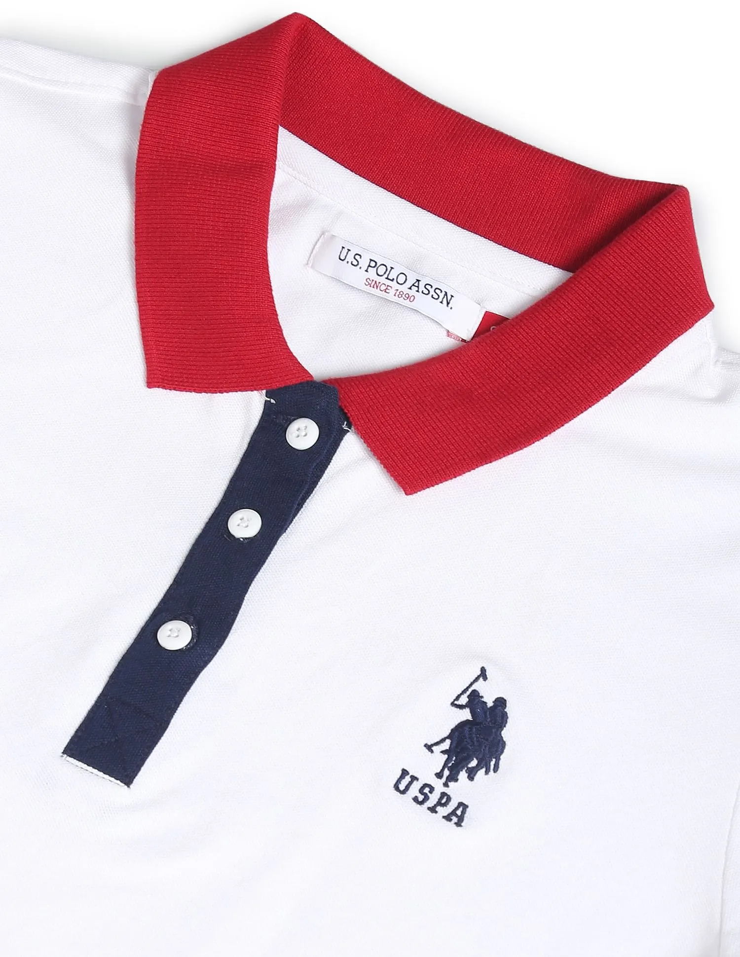 U.S. Polo Assn. Women Contrast Collar Solid Polo Shirt