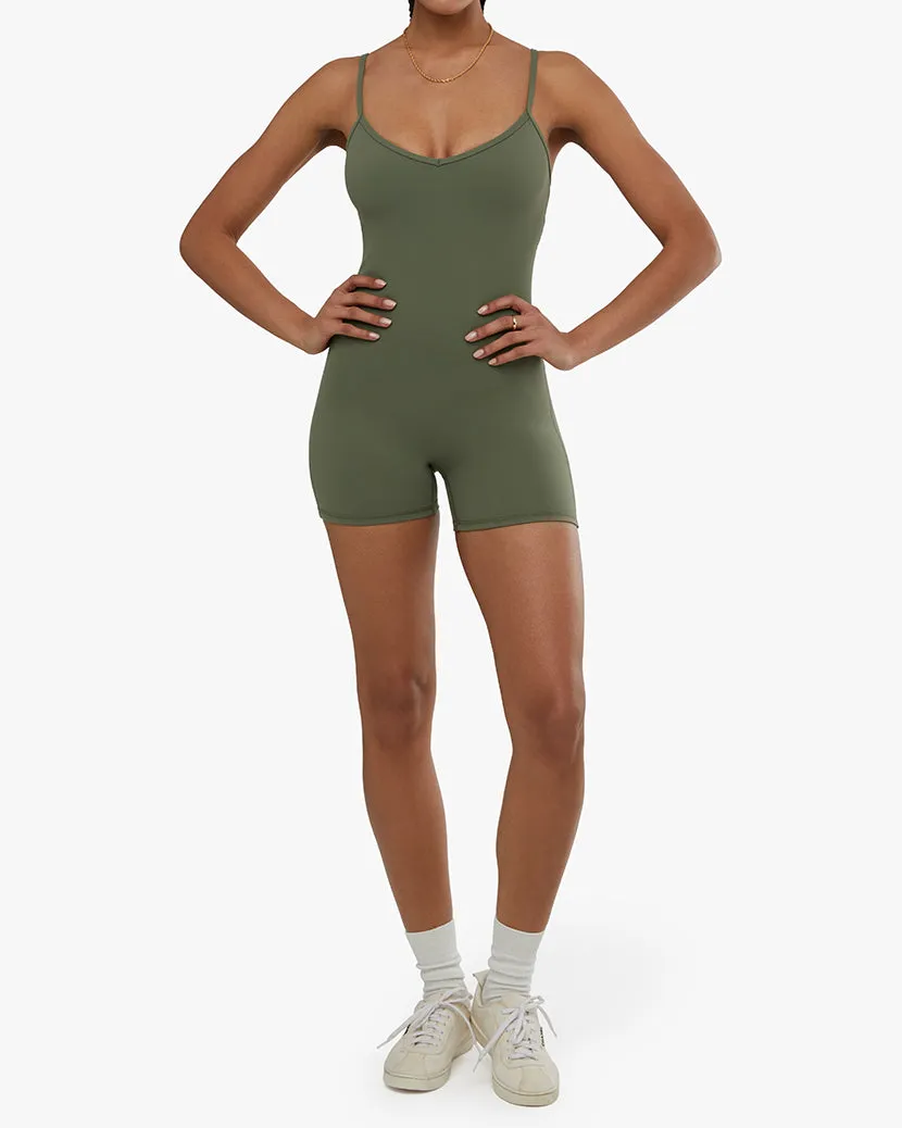 V-neck Romper | Army Green