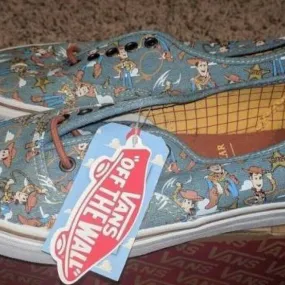 Vans x toy story authentic woody print denim  4 mens new rare mens 7/women's 8.5