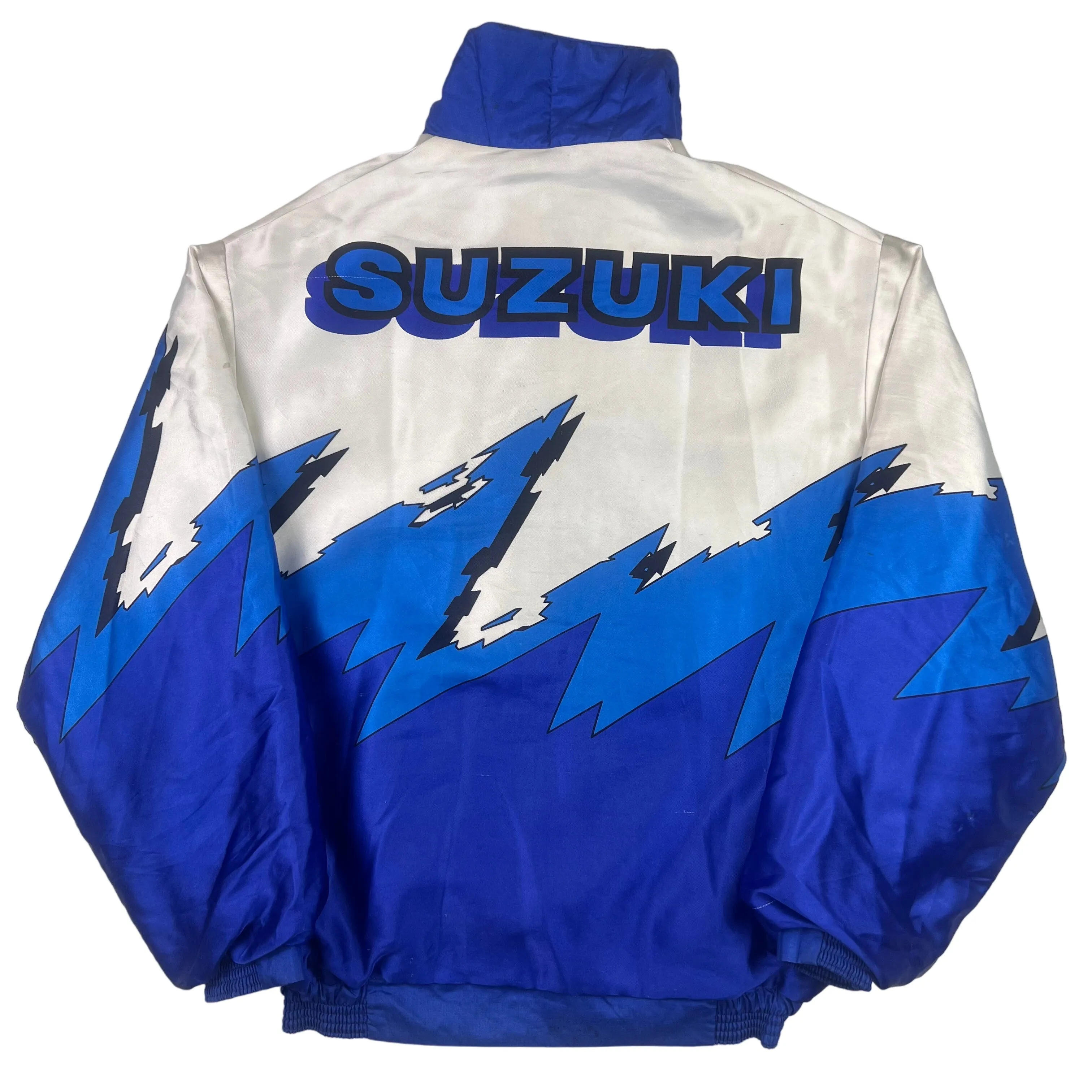 Vintage 80's Suzuki Akito Motorcycle Racing Jacket Blue White Rare