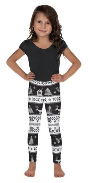 Vintage Black & White Christmas Kid's Leggings