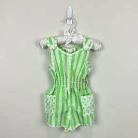 Vintage Carrots Green Polka Dot Stripe Romper 18 Months USA