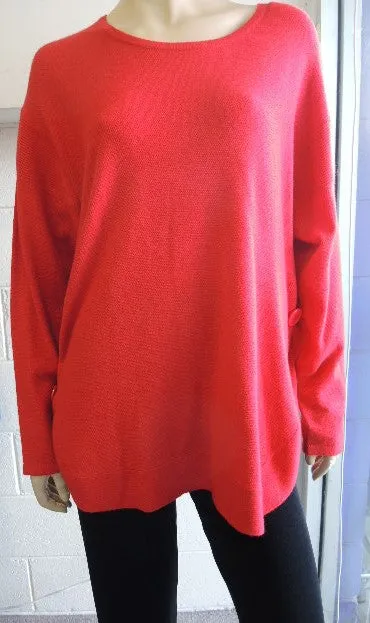 Vivid Button Trim Jumper (Red)