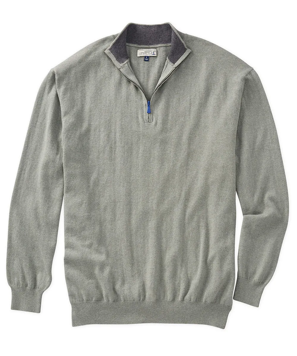 Westport Lifestyle Cotton-Cashmere Quarter-Zip Pullover