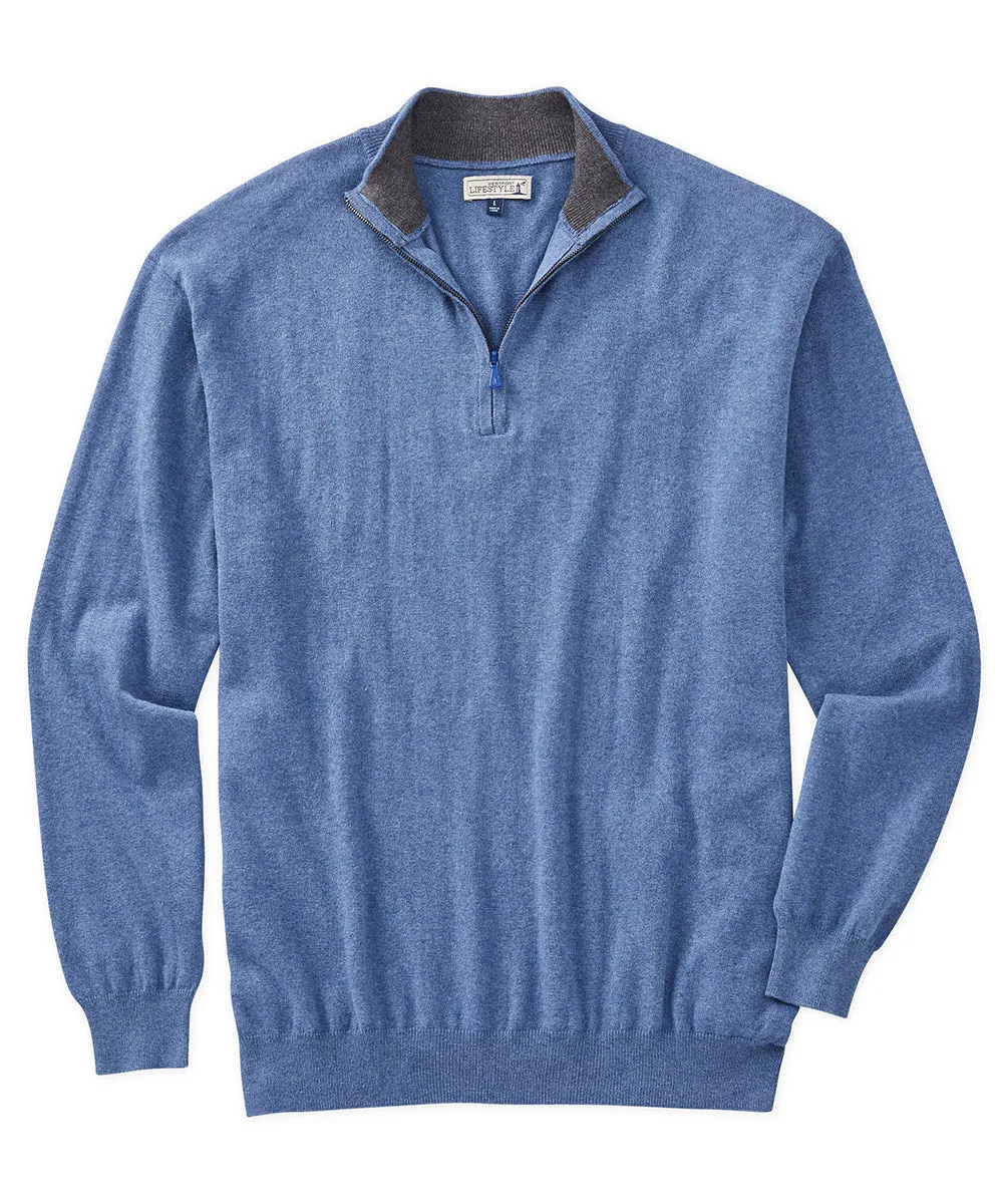 Westport Lifestyle Cotton-Cashmere Quarter-Zip Pullover