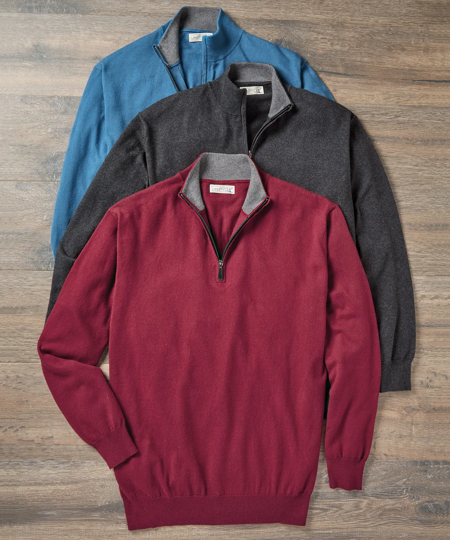 Westport Lifestyle Cotton-Cashmere Quarter-Zip Pullover