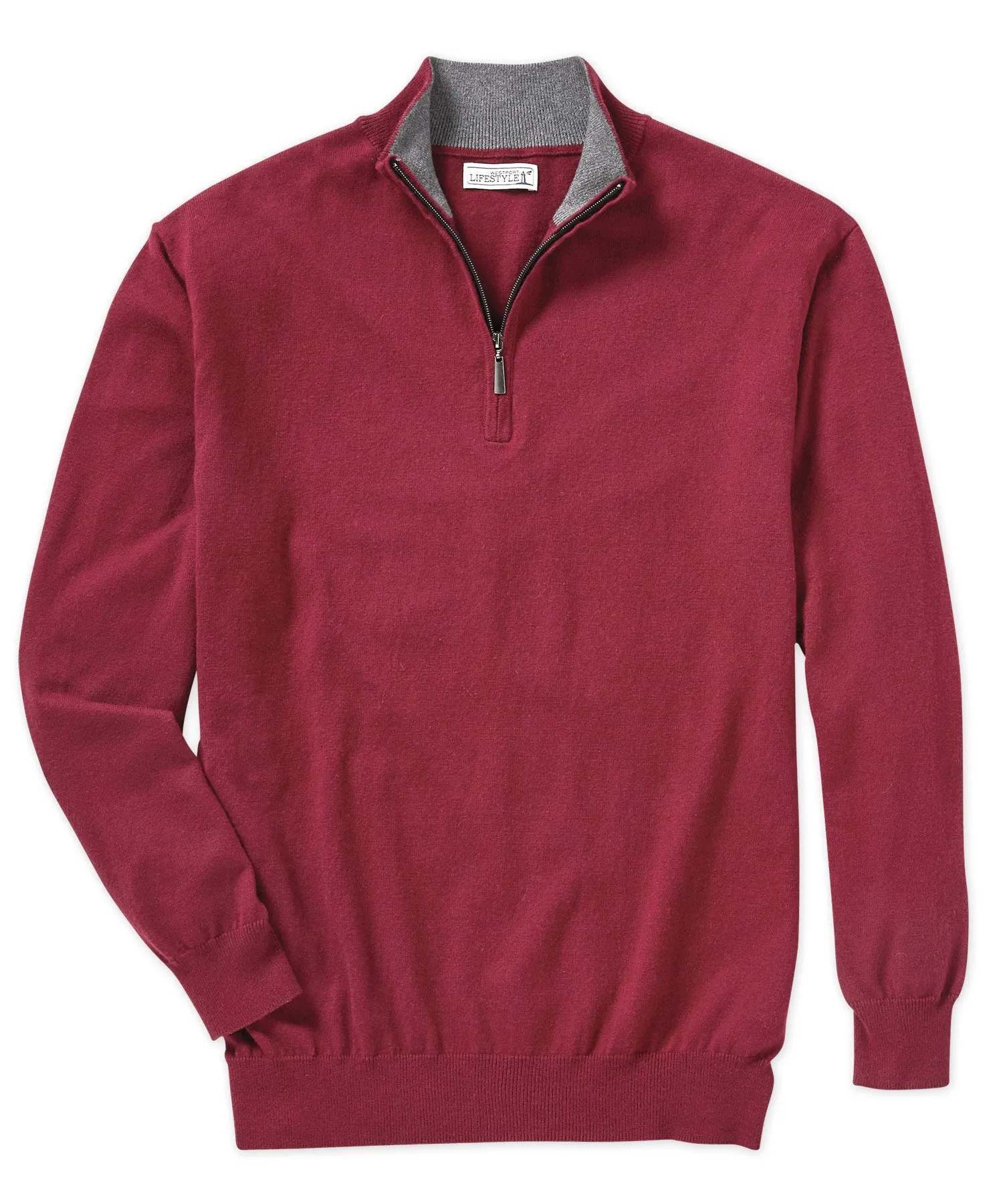 Westport Lifestyle Cotton-Cashmere Quarter-Zip Pullover