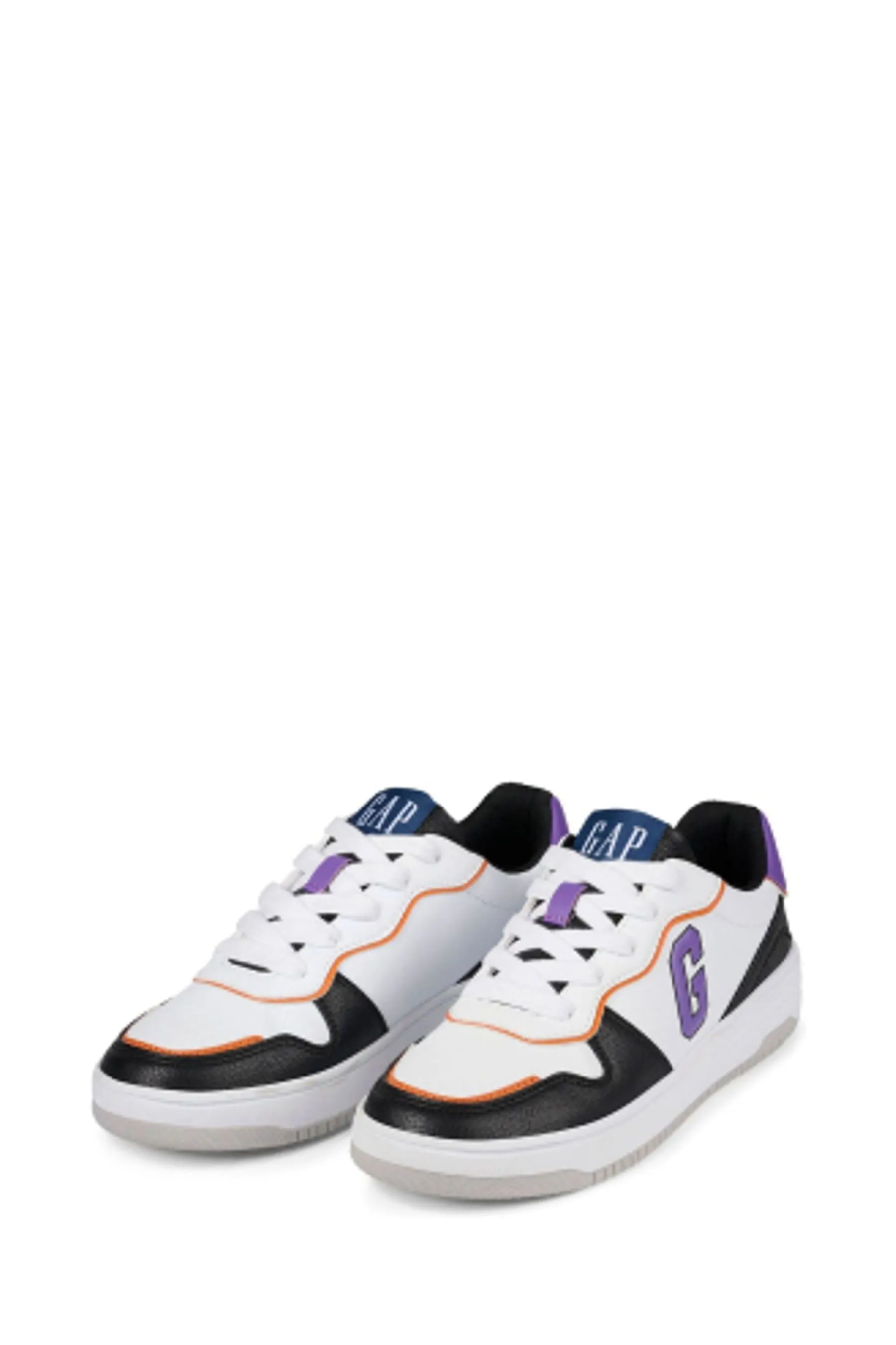 White, Purple and Black Boston Low Top Trainers