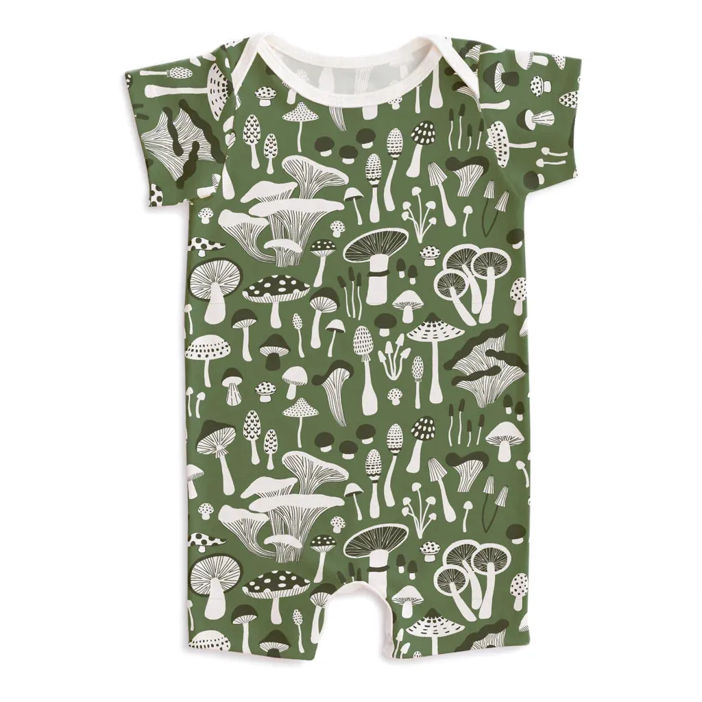 Winter Water Factory | Summer Romper in Green Fungi Print